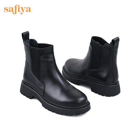 【春节不打烊】Safiya/索菲娅 复古英伦风短靴（有加绒款）秋冬百搭切尔西粗跟厚底网红瘦瘦靴 SF24116029 商品图8