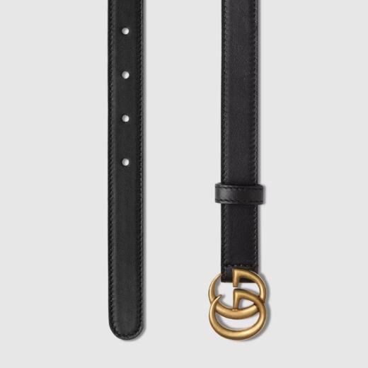 全新GUCCI 女士腰带/皮帶 寬2CM 11036  黑色牛皮雙G / 复古金色扣女士BELT腰带 商品图1