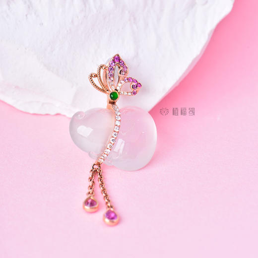 【福上添福】玻璃种白翡葫芦挂坠-GZ12203096 商品图9
