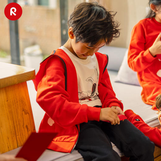 reima男女儿童大童卫衣新年款春夏兔子印花休闲连帽开衫外套 商品图1