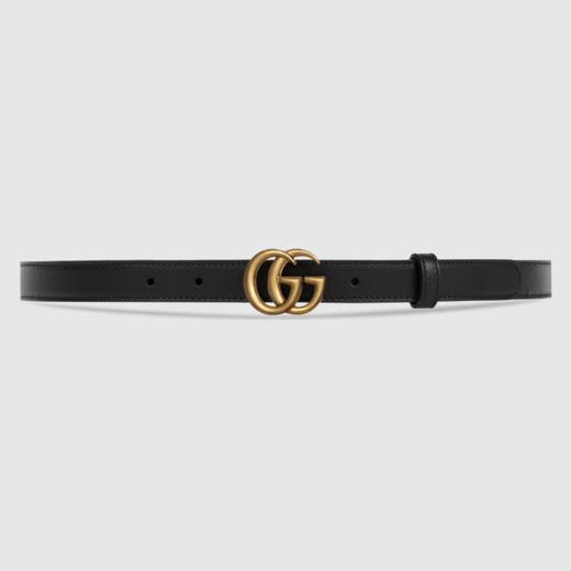 全新GUCCI 女士腰带/皮帶 寬2CM 11036  黑色牛皮雙G / 复古金色扣女士BELT腰带 商品图0