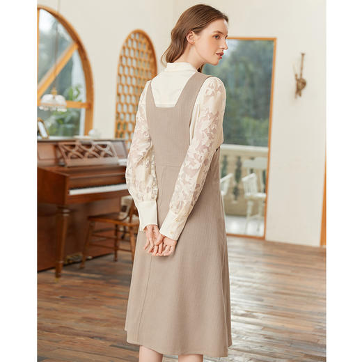 Famecoco范可儿原创设计斜门襟背带裙深V领连衣裙女FAB1FE002 商品图3