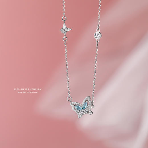 【向南】S925银彩宝锆石蝴蝶项链【YXS-A2737】 商品图3