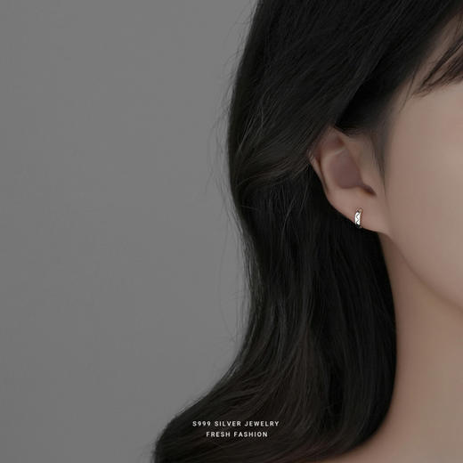 【巧柯】S999银足银简约线条耳扣【YXS-	E2917】 商品图1