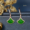 18K玫瑰金和田玉（碧玉）满钻耳饰--舞/扇形10*12mm/总长29mm/苹果绿 商品缩略图0
