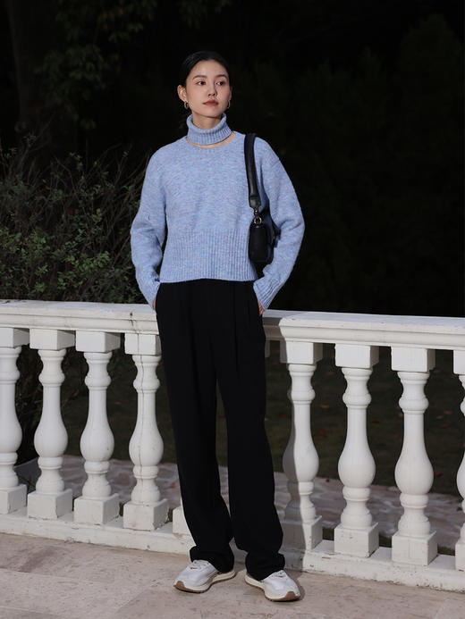 HeyDress法式高领毛衣女秋冬保暖针织衫可拆卸小众软糯短款上衣 商品图3