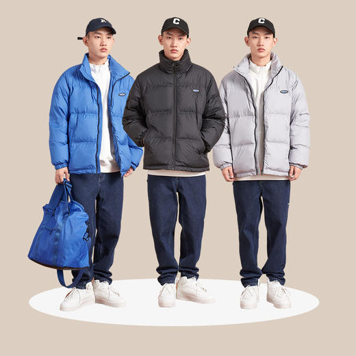 西遇立领防风羽绒服男2023年冬季新款克莱因蓝保暖面包服短款外套12222279 商品图1