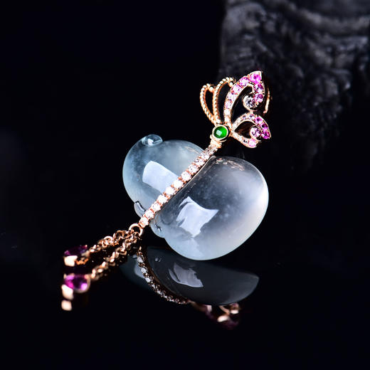 【福上添福】玻璃种白翡葫芦挂坠-GZ12203096 商品图4