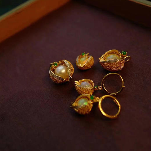 龢盒原创  18k金镶姑娘果系列吊坠 项链 商品图2