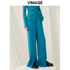 VIMAGE纬漫纪春季新款高腰纯色显瘦开叉裤子V1905502 商品缩略图2