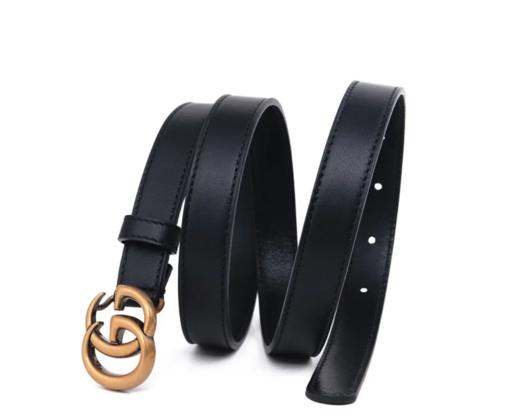 全新GUCCI 女士腰带/皮帶 寬2CM 11036  黑色牛皮雙G / 复古金色扣女士BELT腰带 商品图3