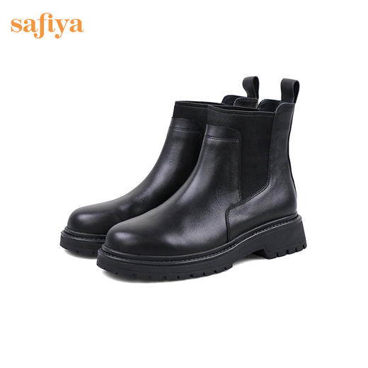 【春节不打烊】Safiya/索菲娅 复古英伦风短靴（有加绒款）秋冬百搭切尔西粗跟厚底网红瘦瘦靴 SF24116029 商品图6