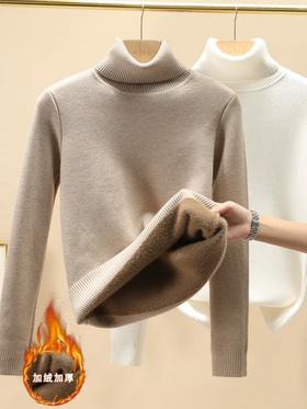 2023秋冬新款加绒加厚高领毛衣女软糯系洋气内搭打底针织衫kl19