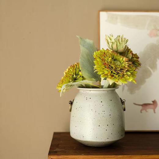 「景德镇粗陶手拉坯铜环陶艺花瓶」复古中式禅意陶罐 商品图2