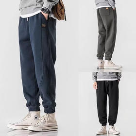 秋冬束脚卫裤男宽松运动裤休闲加绒加厚男士裤子篮球裤男