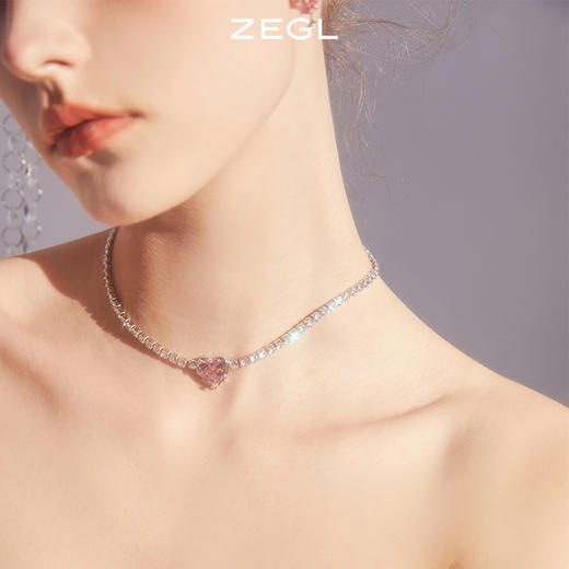 ZEGL粉色爱心项链女芭比风轻奢小众高级设计感2023小众轻奢锁骨链 商品图1