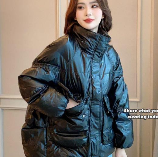 2022秋冬新款立领小香风韩版简约宽松羽绒服90%白鸭绒填充女款加厚休闲百搭外套 商品图1