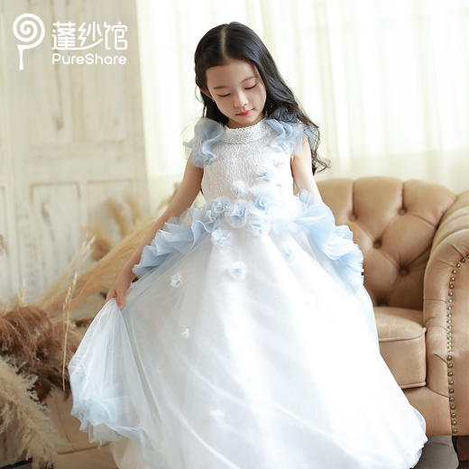 pureshare 艾莎公主裙女童连衣裙春装洋气气质公主裙大童新款-香草味的夏天 商品图0