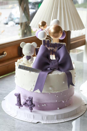 紫色系小熊蝴蝶结（数字可以更改）