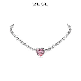 ZEGL粉色爱心项链女芭比风轻奢小众高级设计感2023小众轻奢锁骨链