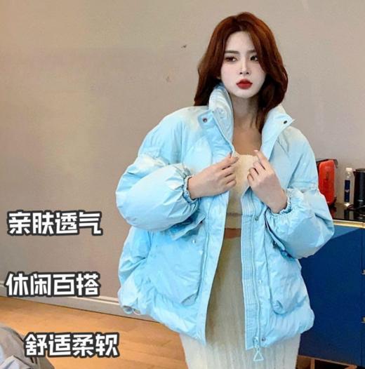 2022秋冬新款立领小香风韩版简约宽松羽绒服90%白鸭绒填充女款加厚休闲百搭外套 商品图2