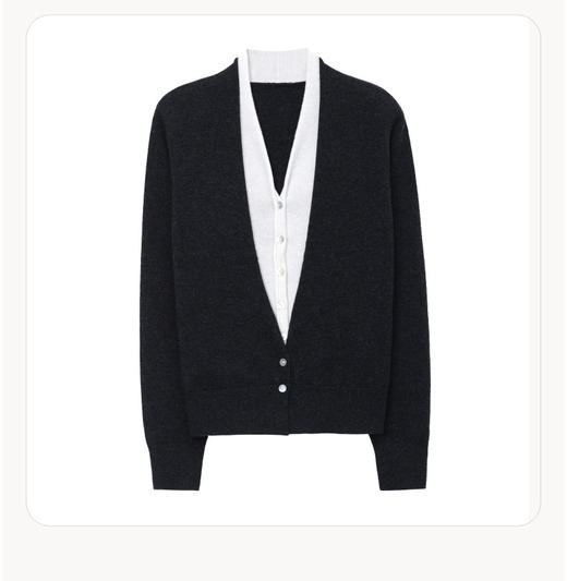 QY 6610sy假两件羊毛衫开衫时尚撞色柔软显瘦针织衫 商品图4