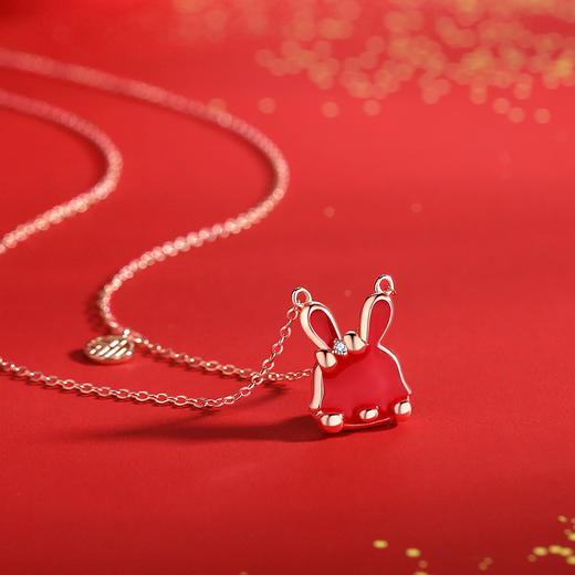 【授权商品】BOMURNNY/宝慕尼S925纯银感温变色福兔兔年限定项链手链耳钉套装 商品图0