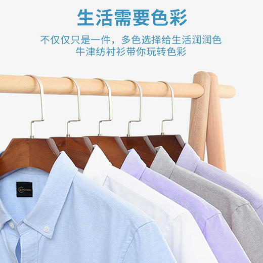 圣得西牛津纺衬衫男长袖秋款休闲纯棉韩版百搭简约白衬衣2950954002 商品图8