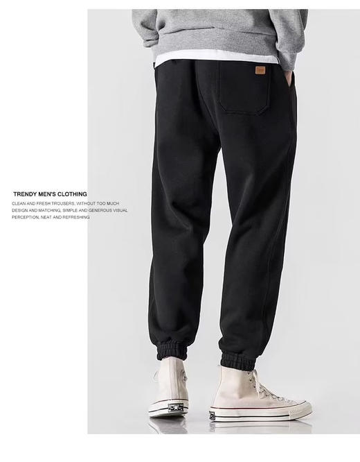 秋冬束脚卫裤男宽松运动裤休闲加绒加厚男士裤子篮球裤男 商品图5