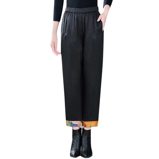 棉裤冬季妈妈气质显瘦松紧腰休闲裤撞色翻边设计时髦复古女 AHM1798 商品图4