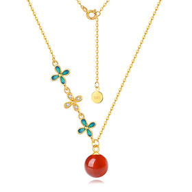 【授权商品】BOMURNNY/宝慕尼复古南红繁华似锦项链