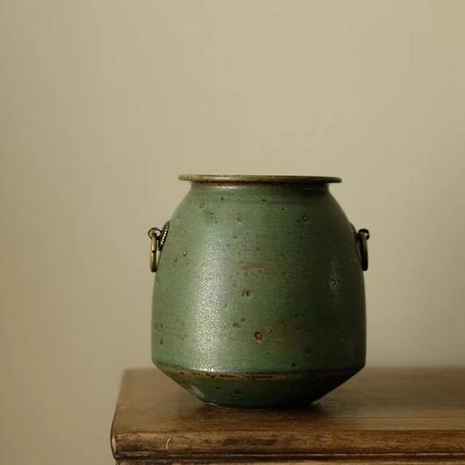 「景德镇粗陶手拉坯铜环陶艺花瓶」复古中式禅意陶罐 商品图3