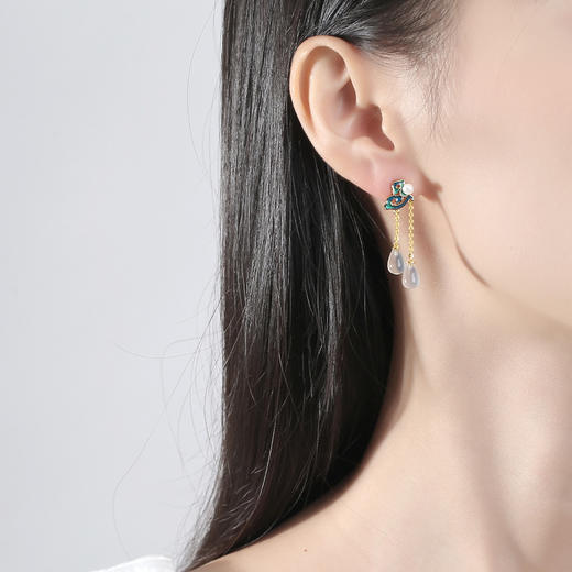 【授权商品】BOMURNNY/宝慕尼复古瑞气祥云天然玉髓耳钉 商品图3