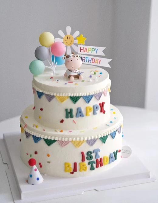 【优品系列】--【双层】牛宝宝周岁蛋糕 商品图0