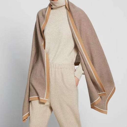 【甄珠贝】软绵绵云朵般手感，高品质奢华撞色纯羊绒大披肩【5-7个工作日】 商品图0