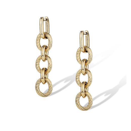 【刘忻同款】Retro Chic 意大利复古创意饰品 素金扭纹链条耳环 商品图3