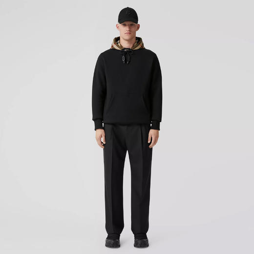 BURBERRY 巴宝莉 男士棉质格纹连帽长袖卫衣 黑色 8058117 A1189 商品图3