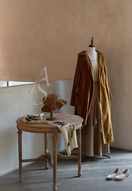 Kreuzzz  黑色/金棕色/灰紫色Haru条绒真丝拼接宽檐帽 商品图7