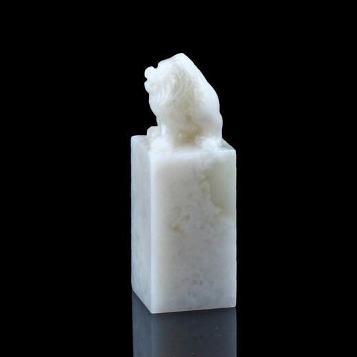 孤品013531:老挝石羊脂白狮钮方章-3.4*3.4*9.7cm 商品图1