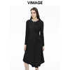 VIMAGE纬漫纪秋季新款纯色百搭显瘦收腰不规则下摆连衣裙女V1607230 商品缩略图0