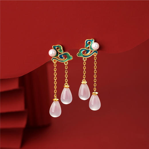 【授权商品】BOMURNNY/宝慕尼复古瑞气祥云天然玉髓耳钉 商品图1