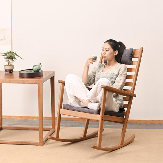 祥福 托斯卡纳摇椅家用大人躺椅阳台休闲椅午睡椅老人实木摇摇椅 商品图2
