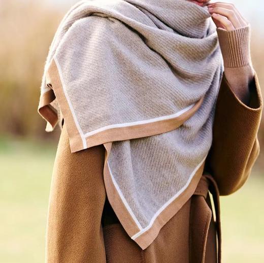 【甄珠贝】软绵绵云朵般手感，高品质奢华撞色纯羊绒大披肩【5-7个工作日】 商品图2