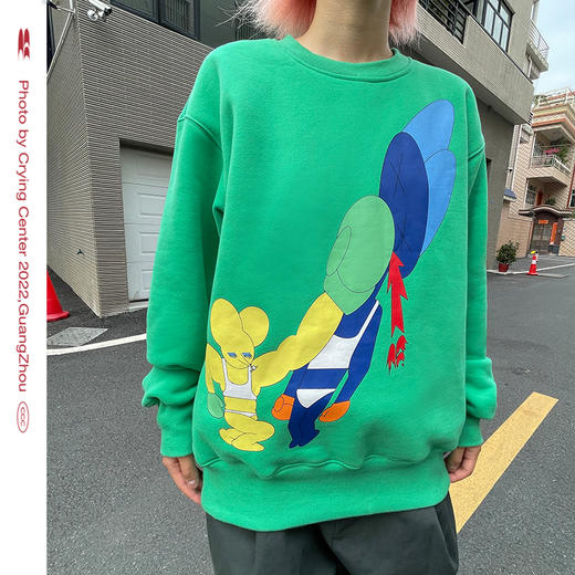 CryingCenter とと拳击 运动卫衣宽松圆领套头加绒保暖 哭喊中心 商品图2