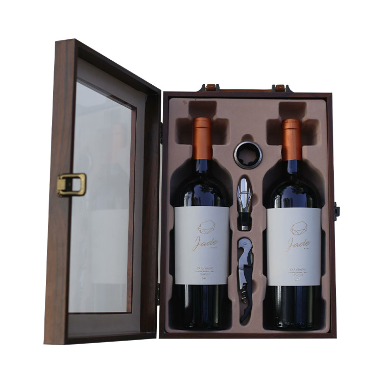 佳得精选卡曼尼红葡萄酒 750ml*2 黄花梨木纹双支天窗款漆木盒