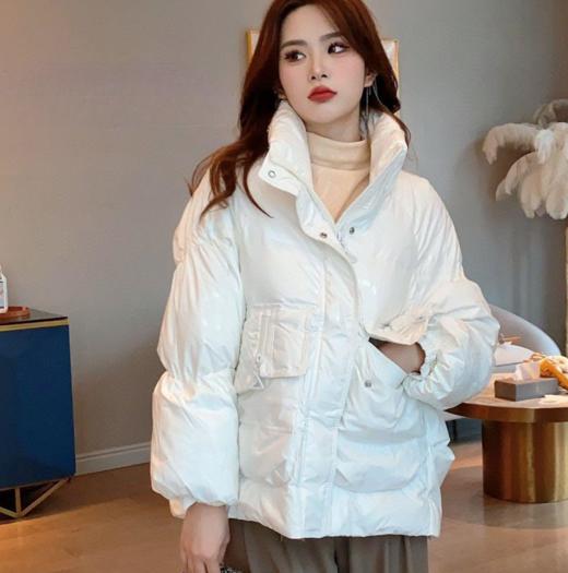 2022秋冬新款立领小香风韩版简约宽松羽绒服90%白鸭绒填充女款加厚休闲百搭外套 商品图0