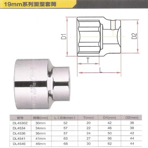 得力19mm系列重型六角套筒 商品图1