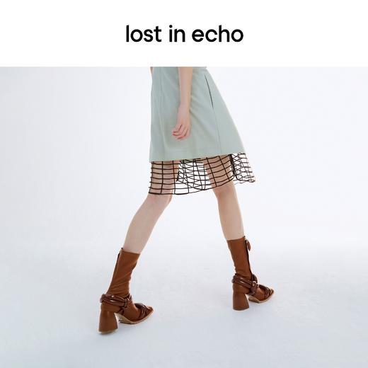 【下架】lost in echo 设计师女鞋填充结方头粗跟弹力靴时装靴 商品图3