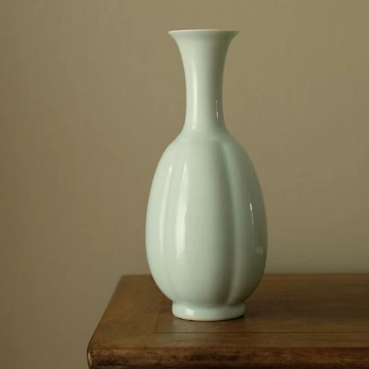 「景德镇影青釉瓜棱陶瓷花瓶」宋风复古花器 中式台面摆件 商品图4