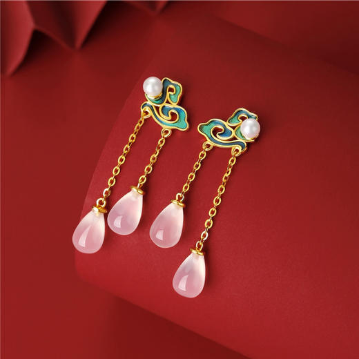 【授权商品】BOMURNNY/宝慕尼复古瑞气祥云天然玉髓耳钉 商品图4